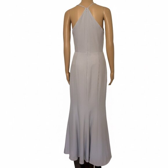 Amsale Silver Gray Halter Neck Maxi Dress - Size 6 - Picture 2 of 5
